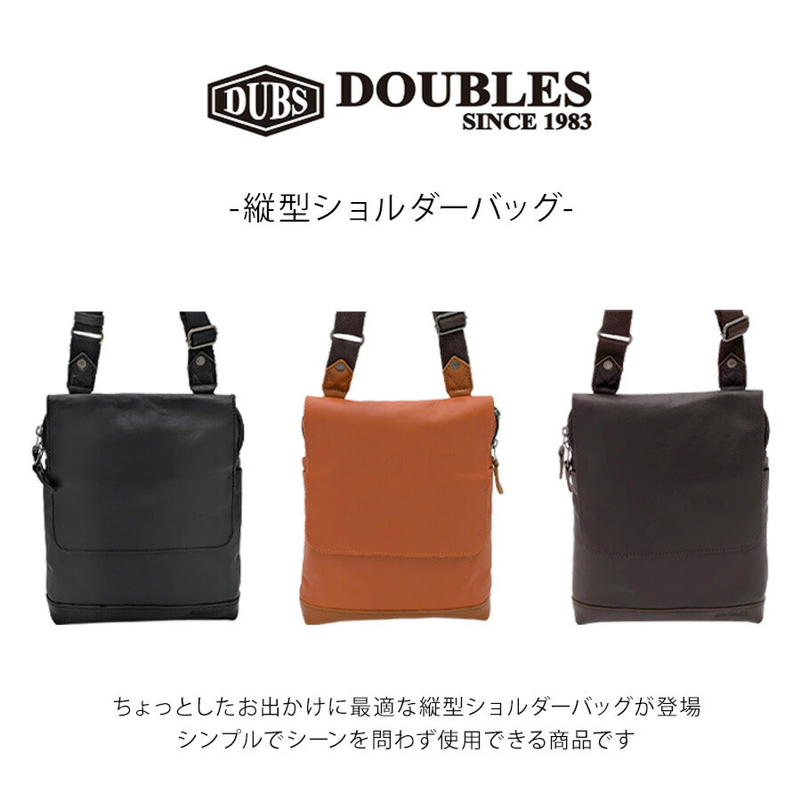 【クリックポスト/時間指定不可】【DOUBLES】jvk1603 縦型ショルダーバッグ 斜め掛け 牛革 長持ち 普段使い ユニセックス ギフト プレゼント ブラック