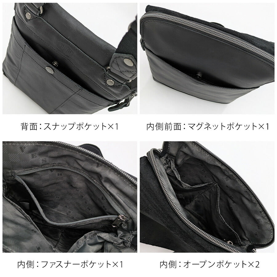 【クリックポスト/時間指定不可】【DOUBLES】jvk1603 縦型ショルダーバッグ 斜め掛け 牛革 長持ち 普段使い ユニセックス ギフト プレゼント ブラック
