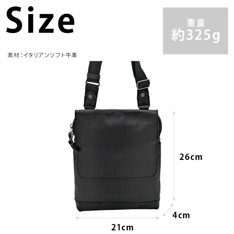 【クリックポスト/時間指定不可】【DOUBLES】jvk1603 縦型ショルダーバッグ 斜め掛け 牛革 長持ち 普段使い ユニセックス ギフト プレゼント ブラック