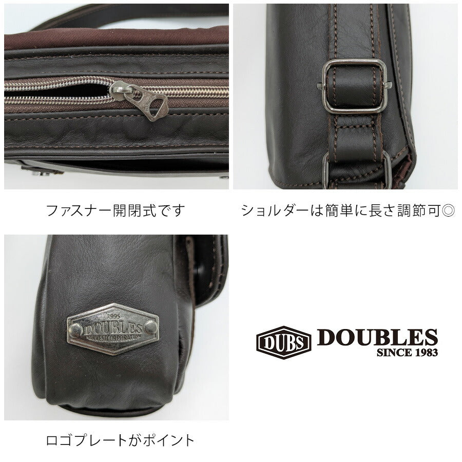【DOUBLES】vwe1919 フラップショルダー 斜め掛け 牛革 本革 レザー 長持ち 普段使い 使いやすい シンプル ユニセックス ギフト プレゼント ブラック