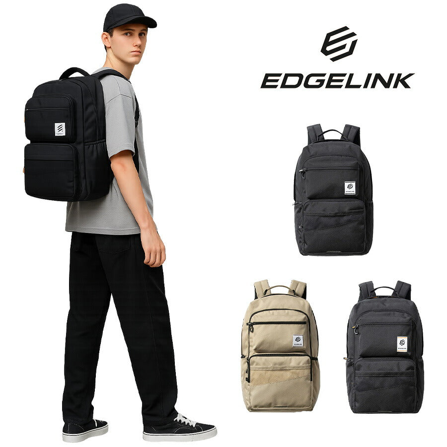 【EDGELINK】 60272 37L バックパック リュック 大容量 通学 中高生 大学生 リュックサック かばん バッグ シンプル ユニセックス ギフト プレゼント ブラック