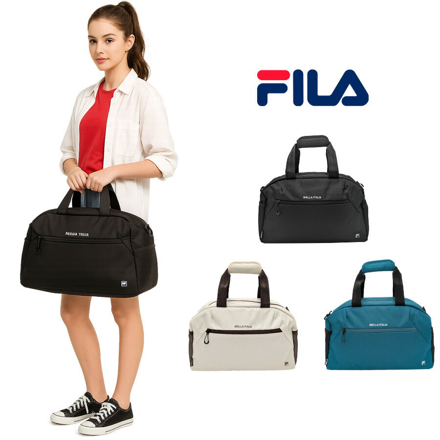 【FILA】7878 デイリー ボストンバッグ 23L かばん カバン 鞄 大容量 旅行 修学旅行 シンプル 使いやすい ユニセックス プレゼント ギフト ブラック