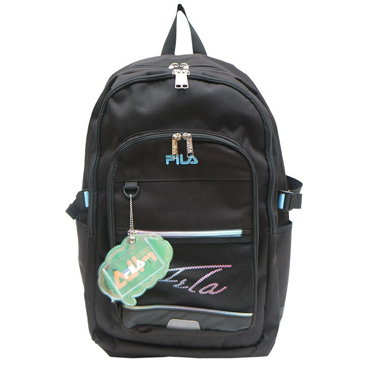 【FILA】リュック 大容量 フィラ 7851 リコル デイパック 35L オーロラ素材 チャーム付き 撥水 グラデーション オリジナルロゴ スクール リュック バックパック スクバ ラウンドリュック 学生 中学生 高校生 かわいい おしゃれ シンプル使いやすい 入学 ブラック
