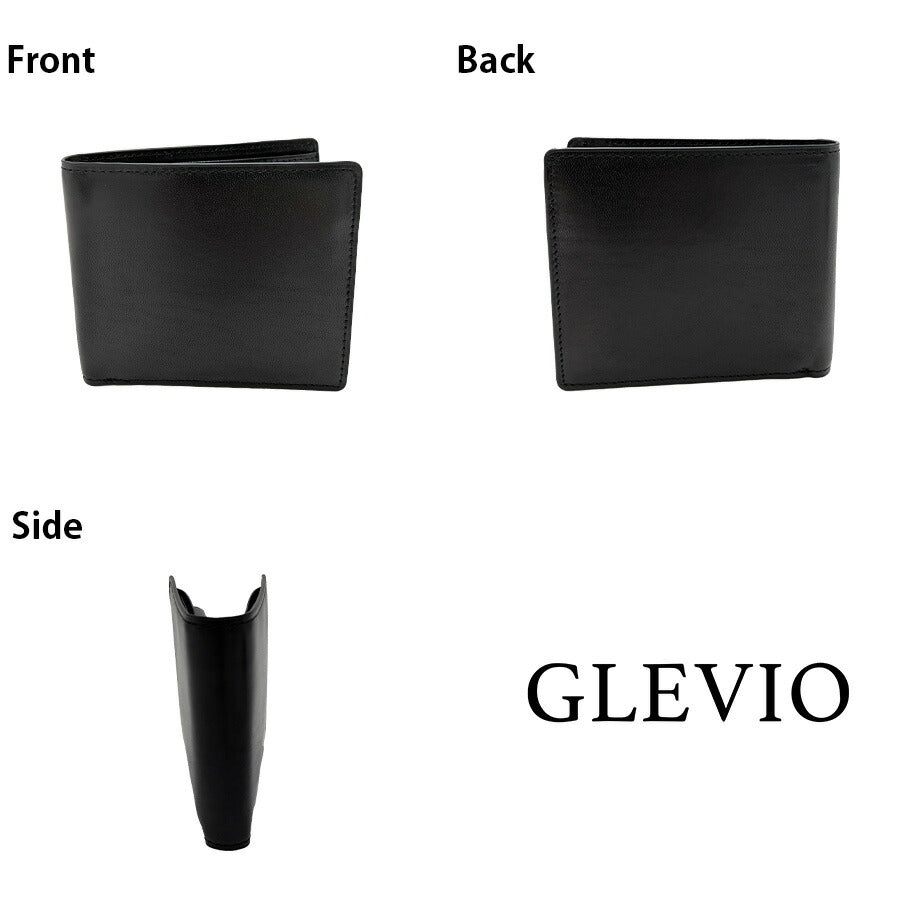 【GLEVIO】 fs26 栃木レザー二つ折り財布 さいふ サイフ ウォレット 本革 普段使い 使いやすい シンプル おしゃれ ユニセックス ギフト プレゼント ブラック