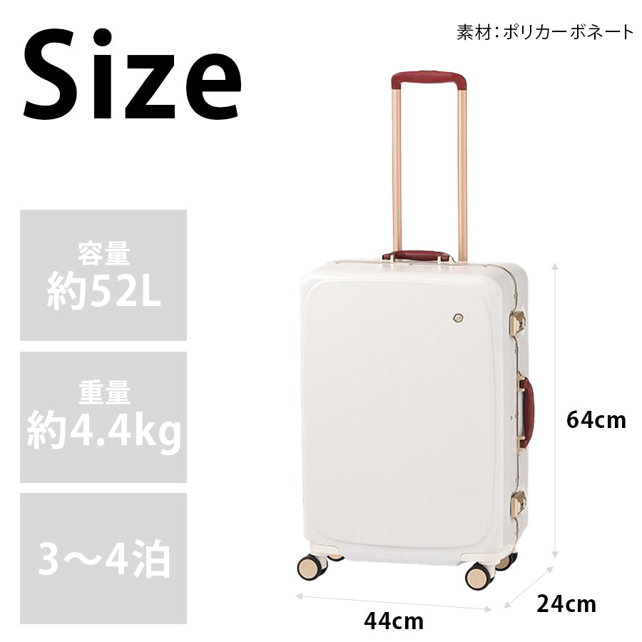 【HaNT】05192 メトロノーム キャリーケース52L スーツケース 大容量 3〜4泊 TSAロック 双輪キャスター 旅行 修学旅行 かわいい レディース ギフト ネイビー