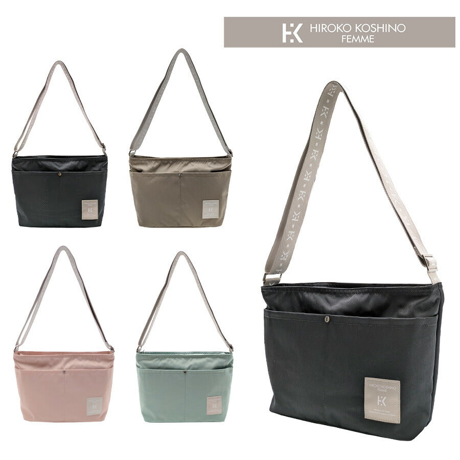 【HIROKO KOSHINO FEMME】 hfa4910 ショルダーバッグM 斜め掛け かばん バッグ ヒロココシノファム 使いやすい レディース ブラック 敬老の日 母の日 ギフト