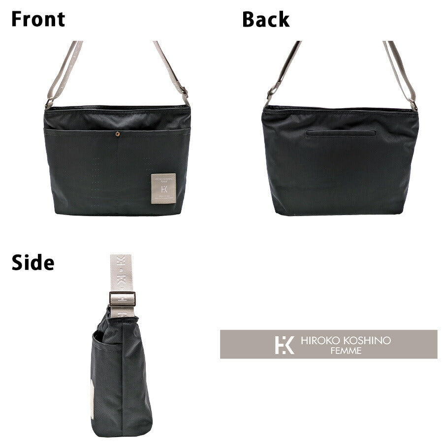 【HIROKO KOSHINO FEMME】 hfa4910 ショルダーバッグM 斜め掛け かばん バッグ ヒロココシノファム 使いやすい レディース ブラック 敬老の日 母の日 ギフト