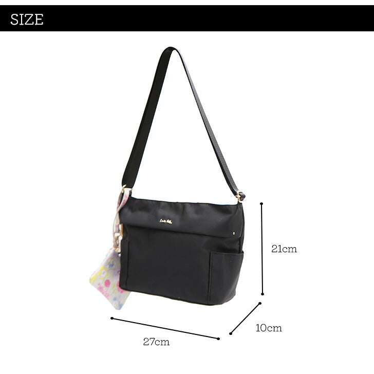 LAURA ASHLEY ローラアシュレイ ILNL-04 上品 ナイロン 機能的 横型 ショルダーバッグ A5サイズ 収納可能 500ml ペットボトル 大人可愛い オープンポケット ファスナーポケット Gilly柄 ネイビー ブラック ベージュ 4L