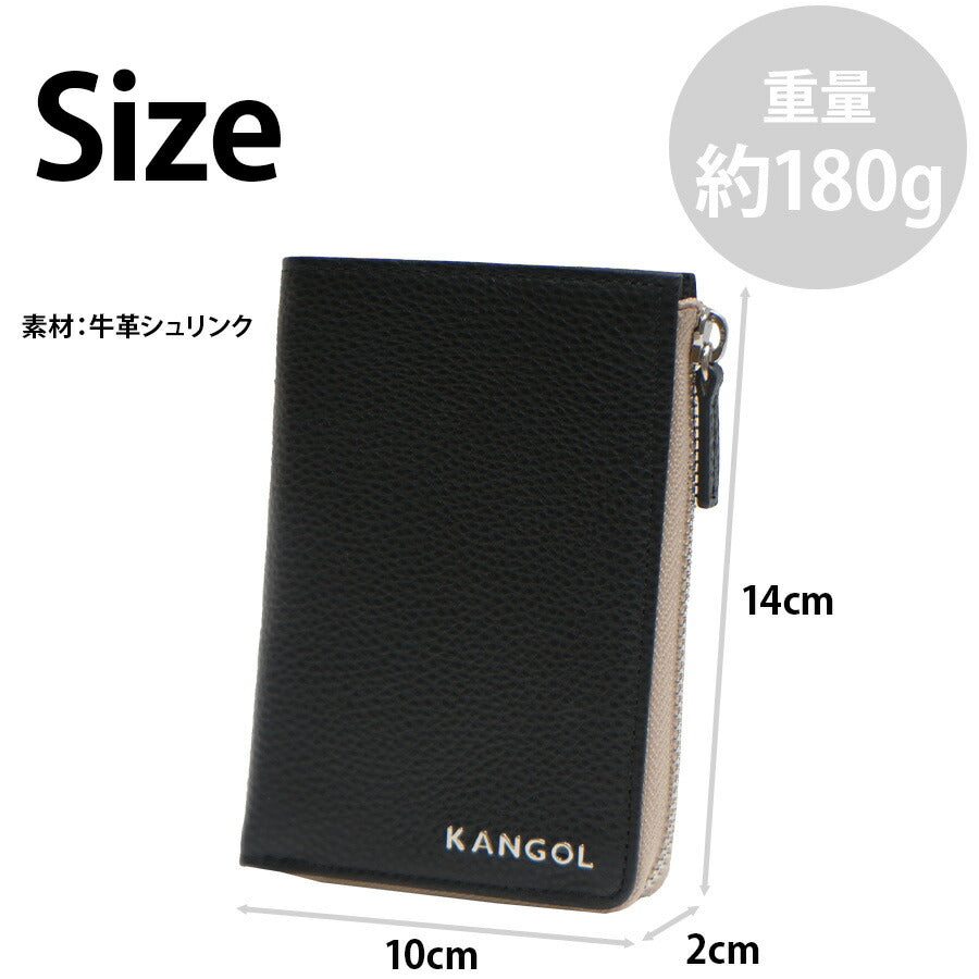 【SNSで話題のレザーケアクリームプレゼント中!】【KANGOL】250-10154 ラウンドファスナー二つ折り財布 財布 折り財布 ラウンド ウォレット コンパクト カジュアル カンゴール 使いやすい かわいい おしゃれ ユニセックス 牛革 シュリンク collonil コロニル