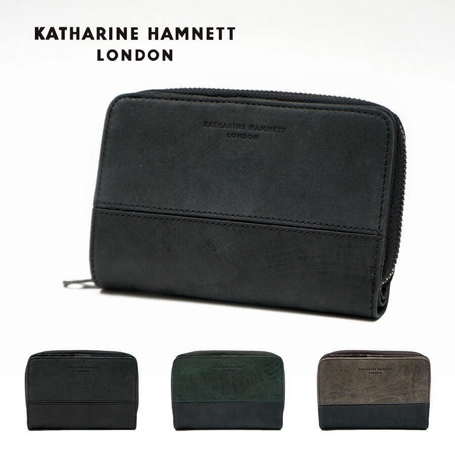 【SNSで話題のレザーケアクリームプレゼント中!】【KATHARINE HAMNETT】490-50601 二つ折り財布 SCRUB ウォレット 財布 さいふ サイフ 折り財布 普段使い キャサリンハムネット かっこいい おしゃれ お出かけ メンズ 天然皮革 collonil コロニル