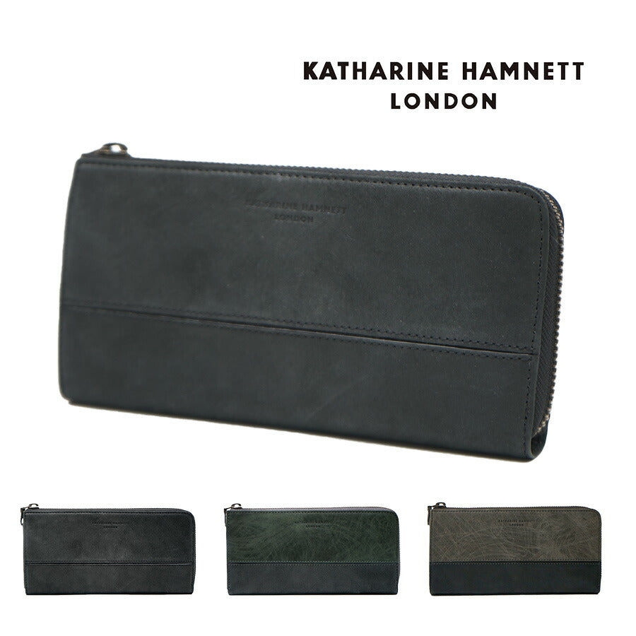 【SNSで話題のレザーケアクリームプレゼント中!】【KATHARINE HAMNETT】490-50602 長財布 SCRUBシリーズ ウォレット 財布 さいふ サイフ 普段使い 使いやすい 便利 シンプル キャサリンハムネット おしゃれ お出かけ メンズ 天然皮革 collonil コロニル