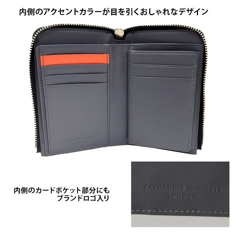 【SNSで話題のレザーケアクリームプレゼント中!】【KATHARINE HAMNETT】490-50901 VITAシリーズ L字ミドル財布 さいふ サイフ 財布 ウォレット シンプル キャサリンハムネット おしゃれ お出かけ 普段使い 日常 大人 ユニセックス collonil コロニル