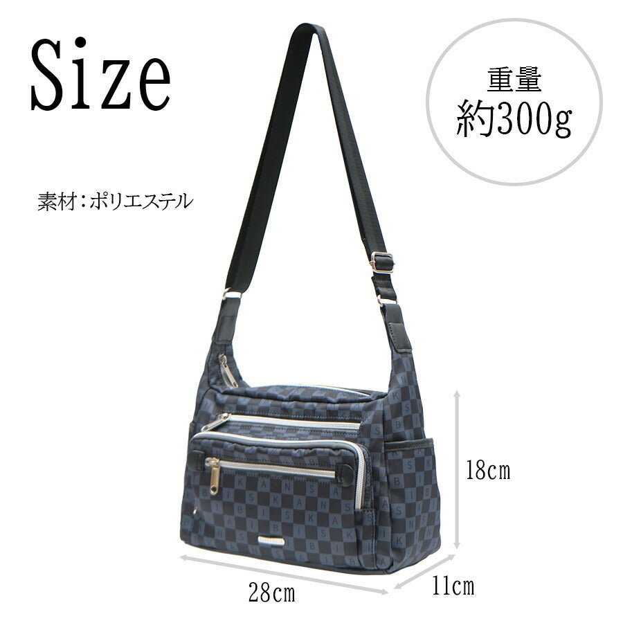 【KANSAIBIS】017001 バロンプリントショルダーバッグ バッグ かばん カバン 鞄 斜め掛け レディース カンサイビズ ブラック ブラウン グレー 日常 使いやすい 普段使い おしゃれ プレゼント ギフト 誕生日 母の日 敬老の日