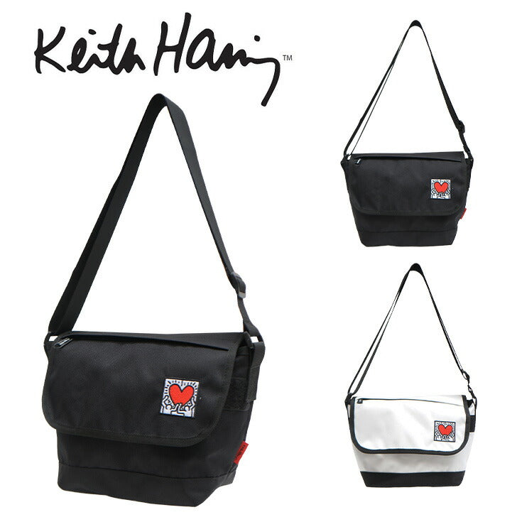 【クリックポスト】Keith Haring キースへリング 15601 メッセンジャーバッグ Sサイズ ショルダーバッグ シンプル ロゴ ブラック ホワイト ブランド おしゃれ シンプル かわいい お揃い ファッション プレゼント レディース メンズ 買い物 ショッピング