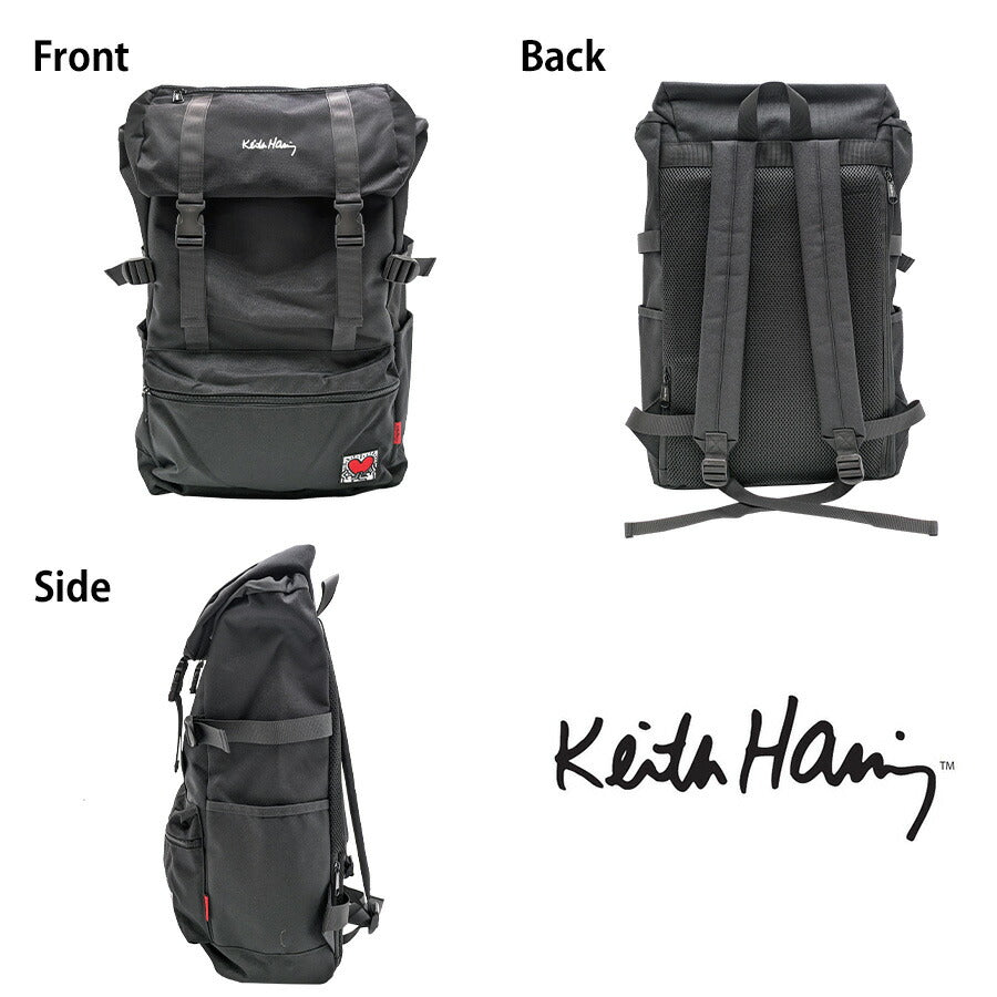 【KeithHaring】リュック 大容量 15611 フラップリュック 鞄 かばん カバン バッグ バックパック キースへリング 普段使い 使いやすい 通勤 通学 プレゼント 贈り物 ギフト