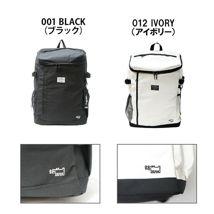 【KeithHaring】リュック 大容量15710 スクエアバックパック35L リュック 鞄 カバン 通学 スクール キースヘリング ユニセックス ブラック