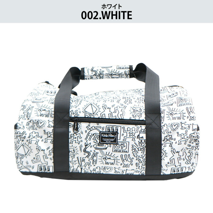 【KeithHaring】15806 2WAYダッフルバッグM 鞄 ボストンバッグ 部活 旅行 修学旅行 キースヘリング ユニセックス 男女兼用 ブラック ホワイト 使いやすい かわいい ストリート 便利 中学生 高校生 大学生