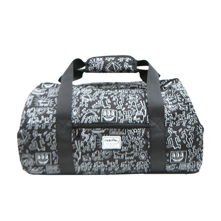 【KeithHaring】15806 2WAYダッフルバッグM 鞄 ボストンバッグ 部活 旅行 修学旅行 キースヘリング ユニセックス 男女兼用 ブラック ホワイト 使いやすい かわいい ストリート 便利 中学生 高校生 大学生