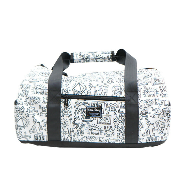 【KeithHaring】15806 2WAYダッフルバッグM 鞄 ボストンバッグ 部活 旅行 修学旅行 キースヘリング ユニセックス 男女兼用 ブラック ホワイト 使いやすい かわいい ストリート 便利 中学生 高校生 大学生