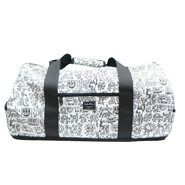 【KeithHaring】15807 2WAYダッフルバッグL 鞄 ボストンバッグ 部活 旅行 修学旅行 キースヘリング ユニセックス 男女兼用 ブラック ホワイト 使いやすい かわいい ストリート 便利 中学生 高校生 大学生