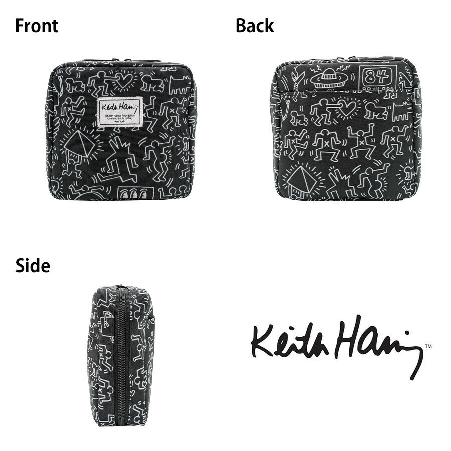 【KeithHaring】 15808 スクエアポーチ 化粧ポーチ 小物入れ キースへリング 普段使い 使いやすい 便利 プレゼント 贈り物 ギフト かわいい ユニセックス