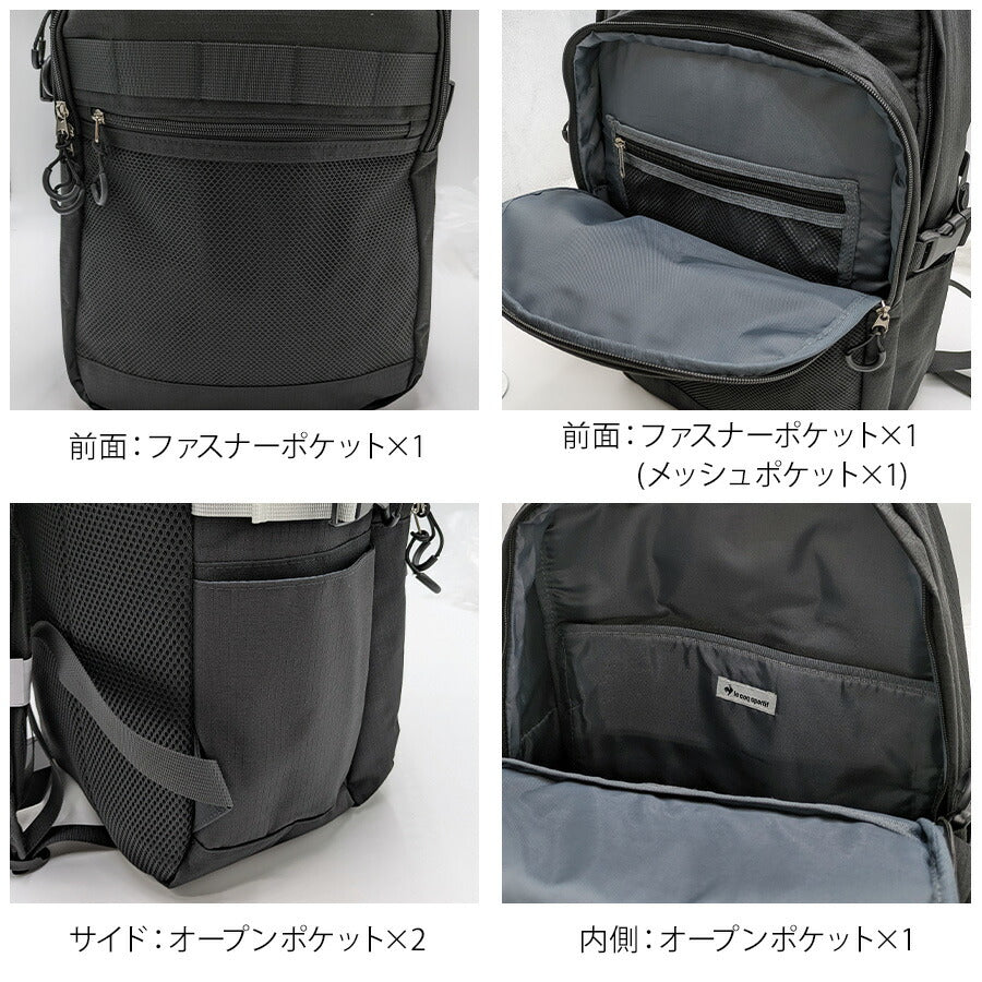 【le coq sprotif】リュック 大容量 36496 30L スリムスクールリュック バックパック 通勤 通学 カジュアル シンプル 中高生 大学生 ユニセックス プレゼント ギフト ブラック