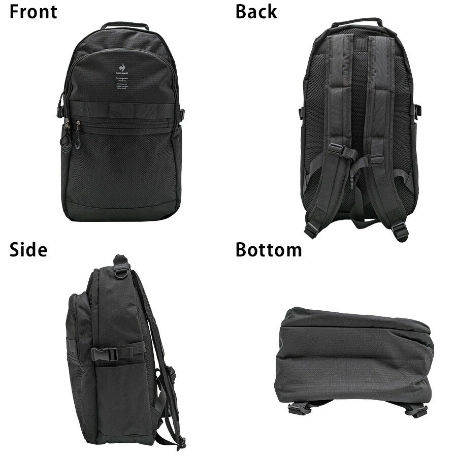 【le coq sprotif】リュック 大容量 36496 30L スリムスクールリュック バックパック 通勤 通学 カジュアル シンプル 中高生 大学生 ユニセックス プレゼント ギフト ブラック