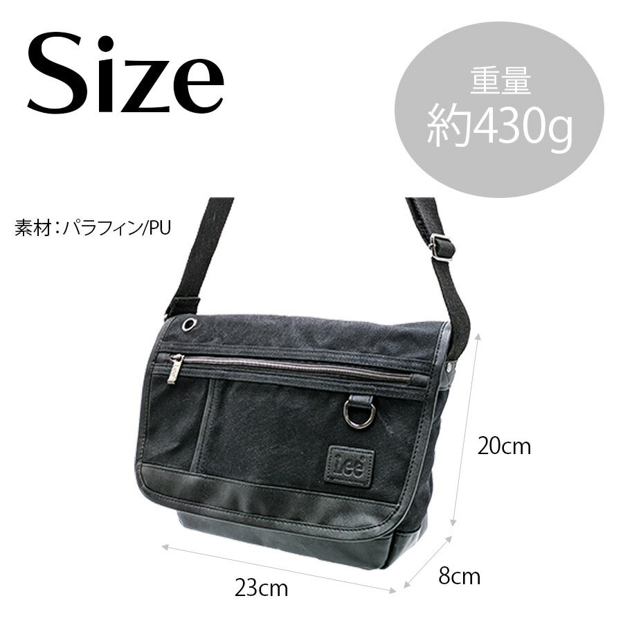【Lee】320-04032 パラフィン かぶせショルダー メンズ バッグ 鞄 カバン かばん 斜め掛け シンプル リー ブラック チョコ カーキ 使いやすい 普段使い プレゼント ギフト おしゃれ