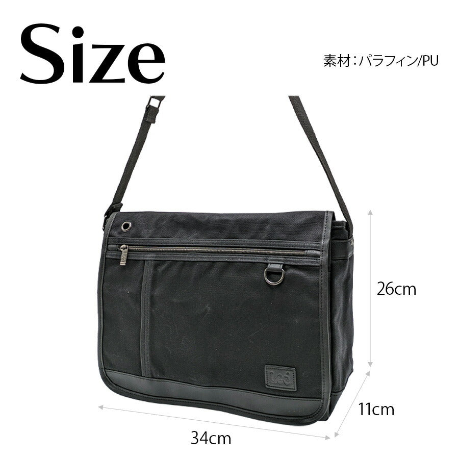 【Lee】320-04034 パラフィン かぶせショルダー メンズ バッグ 鞄 カバン かばん 斜め掛け シンプル リー ブラック チョコ カーキ 使いやすい 普段使い プレゼント ギフト おしゃれ