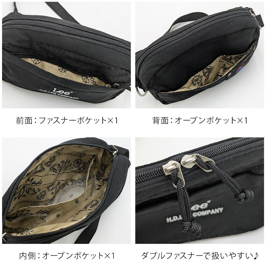 【クリックポスト/時間指定不可】【Lee】320-1401 Buddy 横型ミニショルダー 斜め掛け 普段使い 使いやすい シンプル おしゃれ レディース プレゼント ブラック