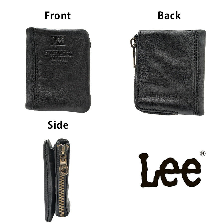 【Lee】320-2111 コンパクト札入れ 折り財布 二つ折り財布 本革 レザー ブラック シンプル 無地 コンパクト 使いやすい 普段使い ユニセックス プレゼント