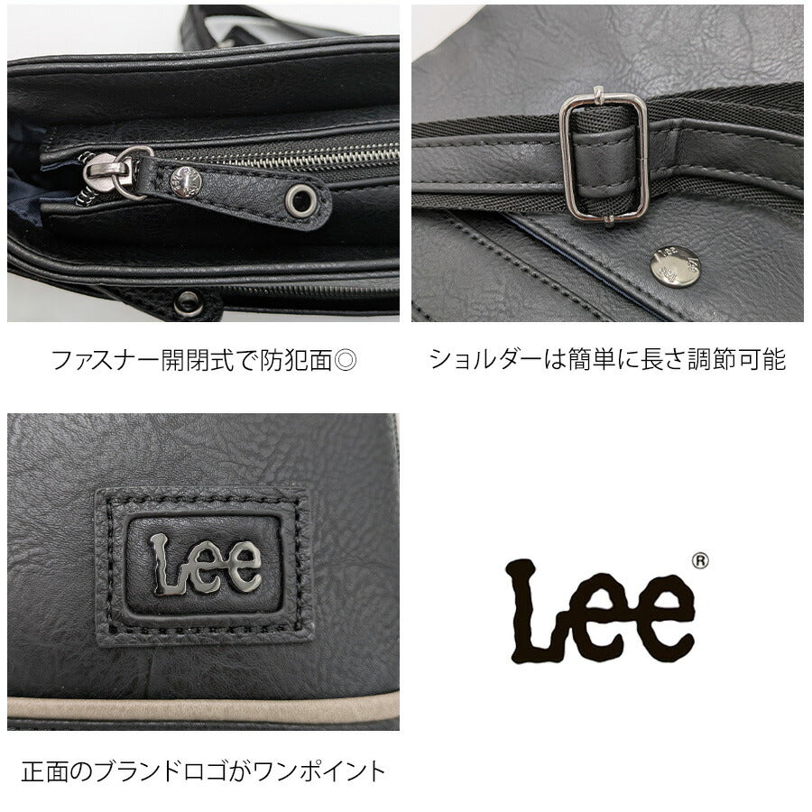 【Lee】320-3103 薄マチショルダー 斜め掛け かばん カバン 鞄 バッグ 拡張機能付き 使いやすい 普段使い シンプル メンズ プレゼント ギフト ブラック