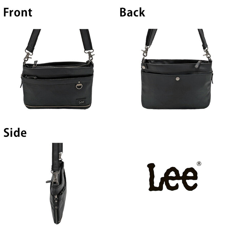 【Lee】320-3103 薄マチショルダー 斜め掛け かばん カバン 鞄 バッグ 拡張機能付き 使いやすい 普段使い シンプル メンズ プレゼント ギフト ブラック