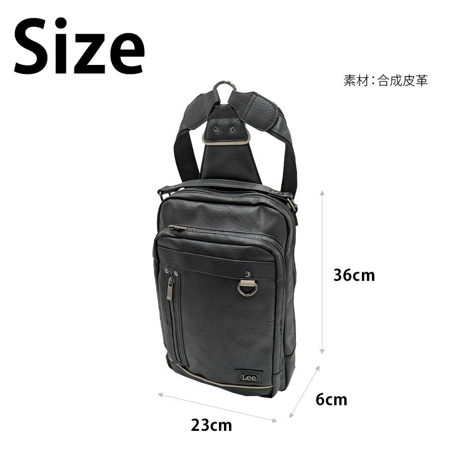 Lee 320-3151 ボディバッグL 斜め掛け リュック 鞄 カバン かばん バッグ 普段使い 使いやすい カジュアル 合皮 メンズ プレゼント ギフト ブラック