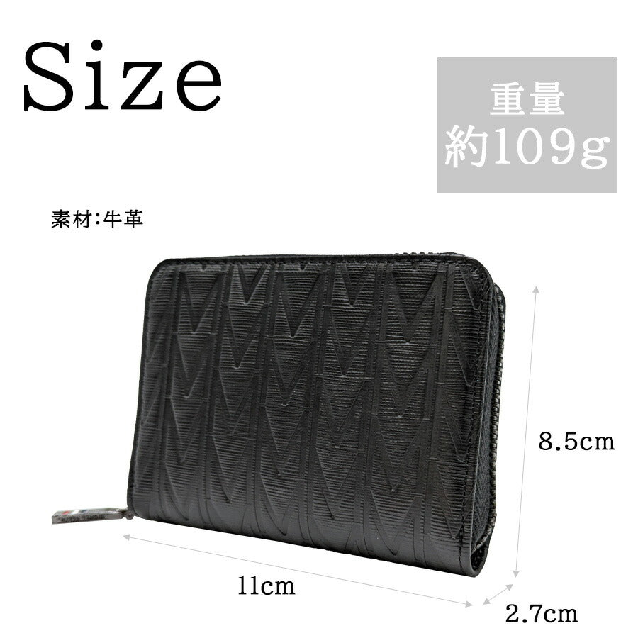 【MICHEL KLEIN】 mk302 エムトレース ラウンドファスナーコインケース 小銭入れ 普段使い カジュアル 牛革 本革 ユニセックス プレゼント 贈り物 ブラック