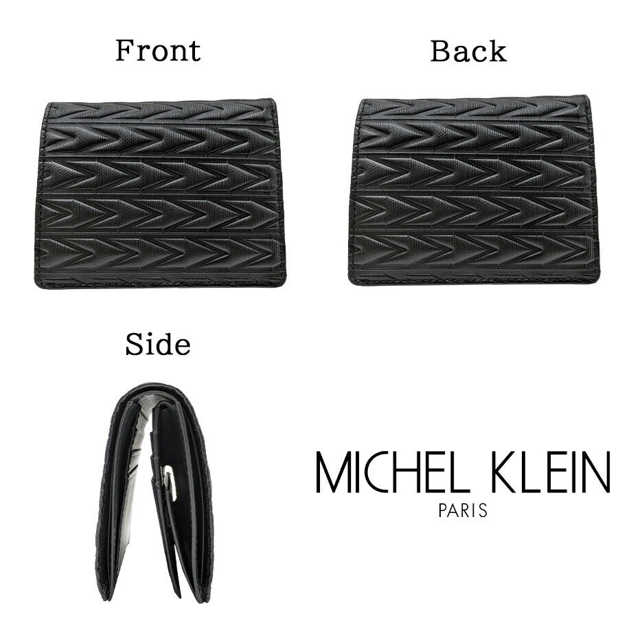 【MICHEL KLEIN】 mk303 エムトレース 二つ折り財布 ハーフウォレット 普段使い カジュアル 牛革 本革 レザー ユニセックス ギフト プレゼント 贈り物 ブラック