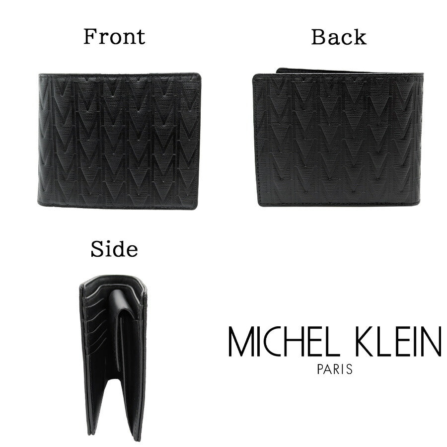 【MICHEL KLEIN】 mk304 エムトレース 二つ折り財布 ハーフウォレット 普段使い カジュアル 牛革 本革 レザー ユニセックス ギフト プレゼント 贈り物 ブラック