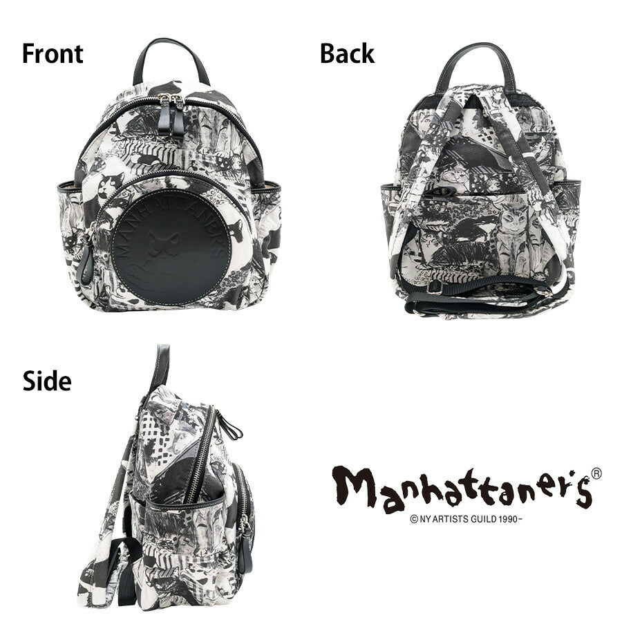 【Manhattaners】71-2490 ムーン リュックサック レディース かばん 鞄 カバン バッグ リュック マンハッタナーズ ブラック 使いやすい 普段使い 猫 おしゃれ かわいい プレゼント ギフト 母の日 敬老の日