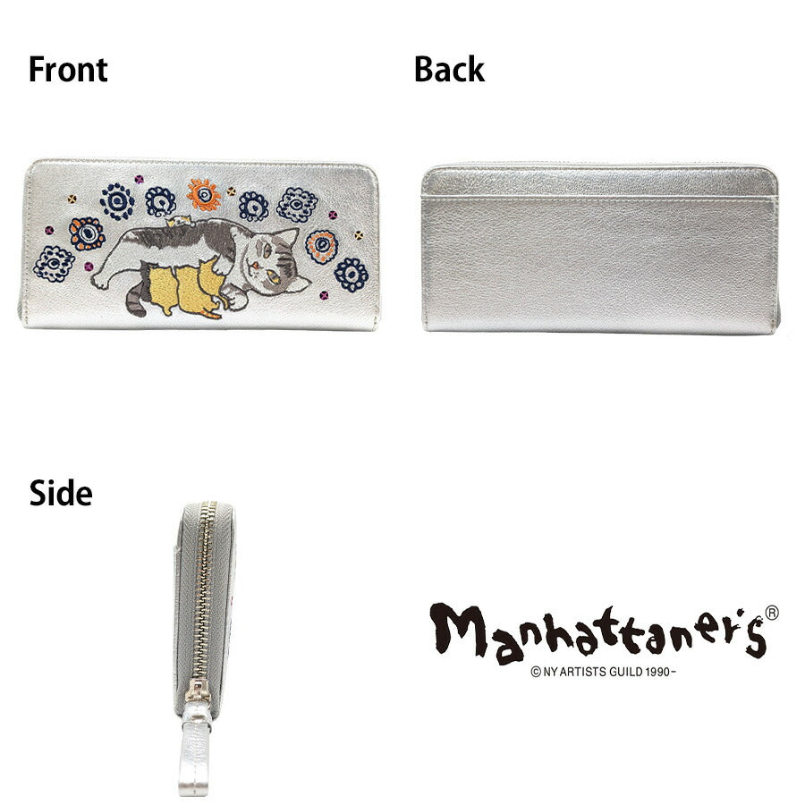 【Manhattaners】75-1741 ティンクルパース ラウンド長財布 レディース さいふ 財布 サイフ ウォレット マンハッタナーズ シルバー ゴールド 使いやすい 普段使い 猫 おしゃれ かわいい プレゼント ギフト 母の日 敬老の日