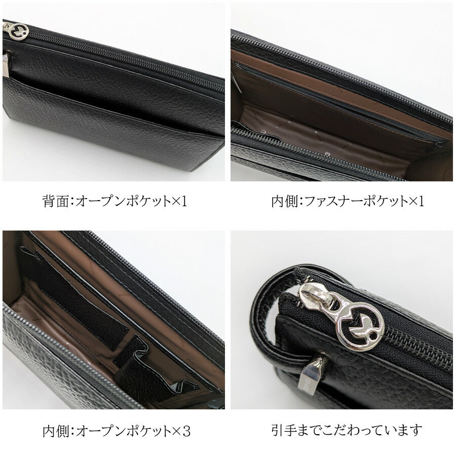 【mila schon】197212 ミラショーン ネロ クラッチバッグ セカンドバッグ 日本製 レザー 牛革 使いやすい コンパクト メンズ プレゼント ギフト ブラック