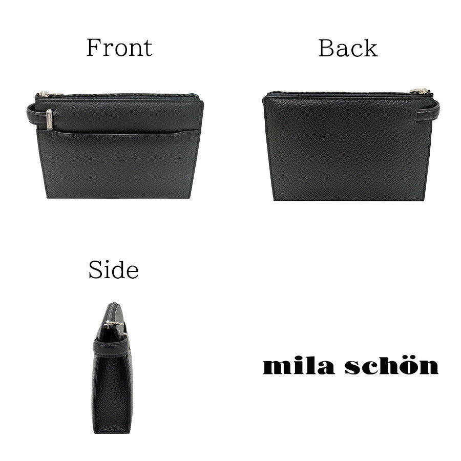 【mila schon】197212 ミラショーン ネロ クラッチバッグ セカンドバッグ 日本製 レザー 牛革 使いやすい コンパクト メンズ プレゼント ギフト ブラック