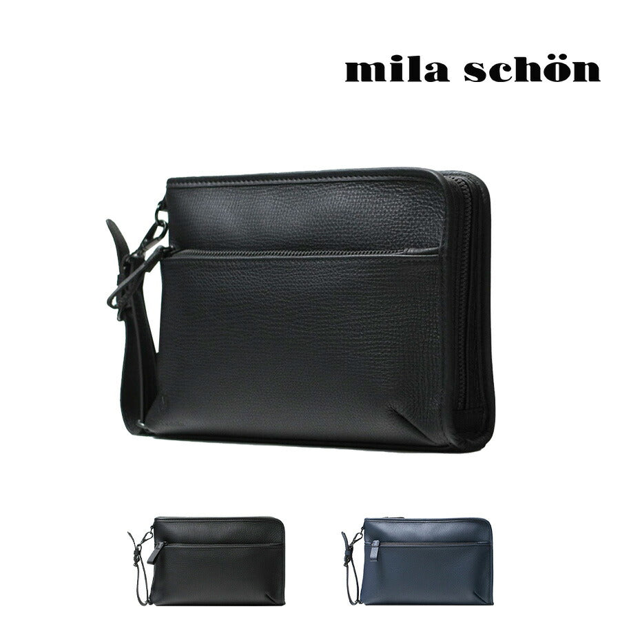 【mila schon】291151 ミラショーン バル クラッチショルダー セカンドバッグ 斜め掛け 日本製 レザー 牛革 使いやすい メンズ プレゼント ギフト ブラック