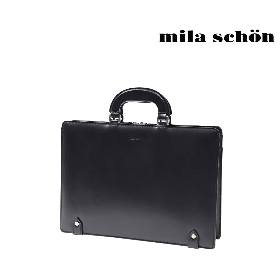 【mila schon】299551 ミラショーン ニュートレノ ビジネスA4バッグ 手提げ 通勤 仕事 営業 日本製 レザー 牛革 使いやすい メンズ プレゼント ギフト ブラック