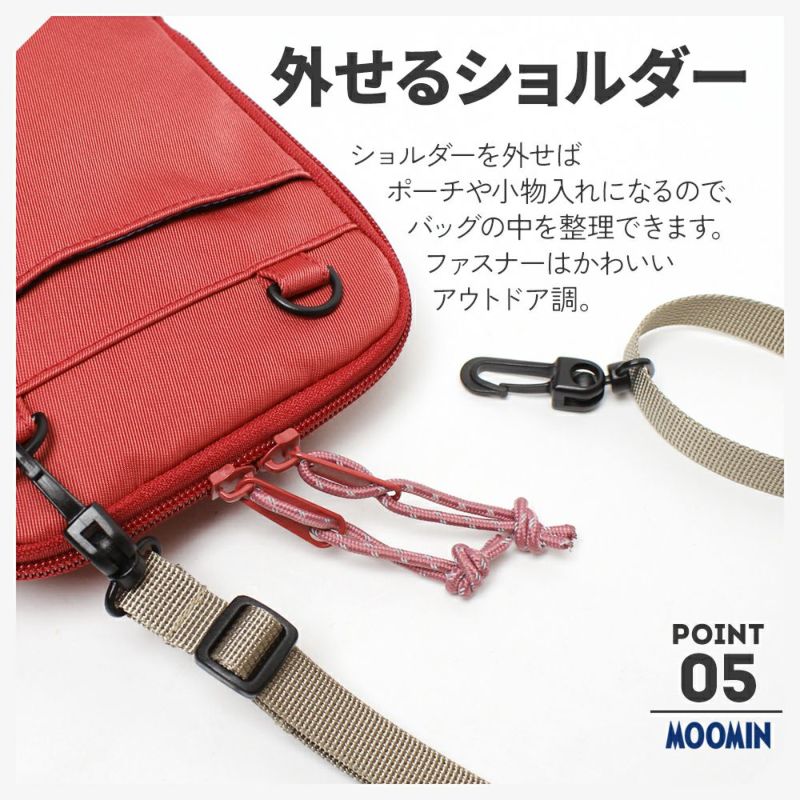 【MOOMIN】RMNL-01 ミニショルダーバッグ ムーミン ミニ バッグ デイリー 軽撥水 ショルダー スマホ 貴重品 ポケット感覚 かわいい ポシェット ヌメ革 ワッペン ロゴの型押し シワナイロン素材 タウン レジャー アウトドア ニョロニョロ リフレクター付き プレゼント 母の日