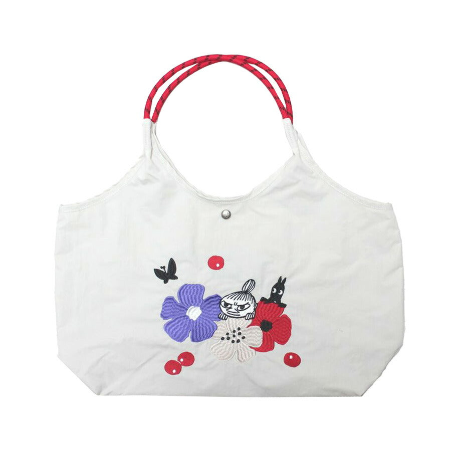【MOOMIN】RMPK-01 刺繍 トートバッグ ムーミン 軽量 撥水加工 刺繍 デザイン 可愛い ナイロンバッグ ムーミンとその仲間たち 刺繍 お出かけ 一泊旅行 ファスナー付き ポケット お買い物 便利 持ち手 カラー ハンドルロープ おしゃれ プレゼント 母の日