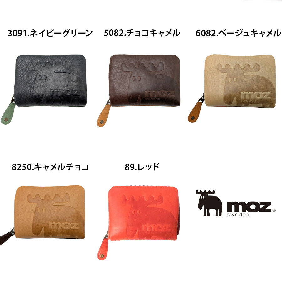 【SNSで話題のレザーケアクリームプレゼント中!】【moz】モズ ミニ財布 Elk ZNWE-86000 財布 ウォレット 折り財布 レディース 女性 かわいい おしゃれ 母の日 本革 人気 スウェーデン アニマル エルク ヘラジカ collonil コロニル