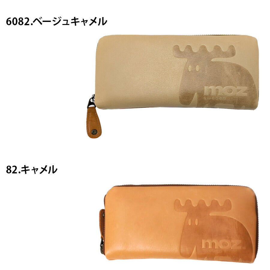 【SNSで話題のレザーケアクリームプレゼント中!】【moz】モズ ラウンドファスナー長財布 Elk ZNWE-86001 財布 ウォレット 折り財布 レディース 女性 かわいい おしゃれ 母の日 本革 人気 スウェーデン アニマル エルク ヘラジカ collonil コロニル
