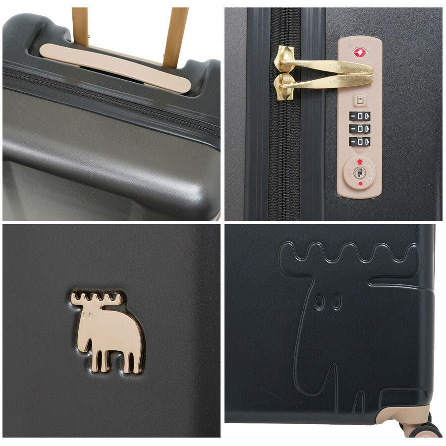 【moz】 mz0844-48 キャリーケース 38L スーツケース レディース 機内持ち込み可能 キャスター 静音 ストッパー付き 小型 Sサイズ ブランド プレゼント ギフト ブラック 軽量 旅行バッグ PC ABS 旅行かばん 1泊