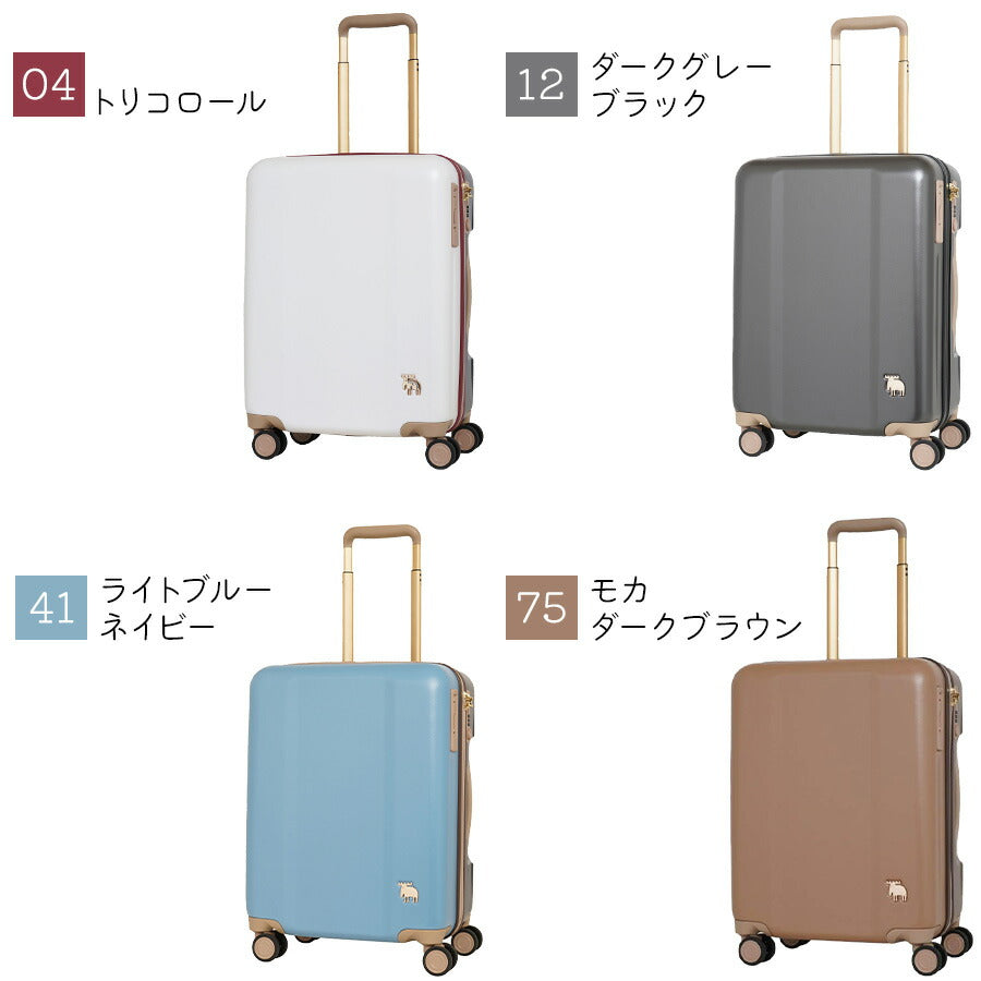 【moz】 mz0844-48 キャリーケース 38L スーツケース レディース 機内持ち込み可能 キャスター 静音 ストッパー付き 小型 Sサイズ ブランド プレゼント ギフト ブラック 軽量 旅行バッグ PC ABS 旅行かばん 1泊