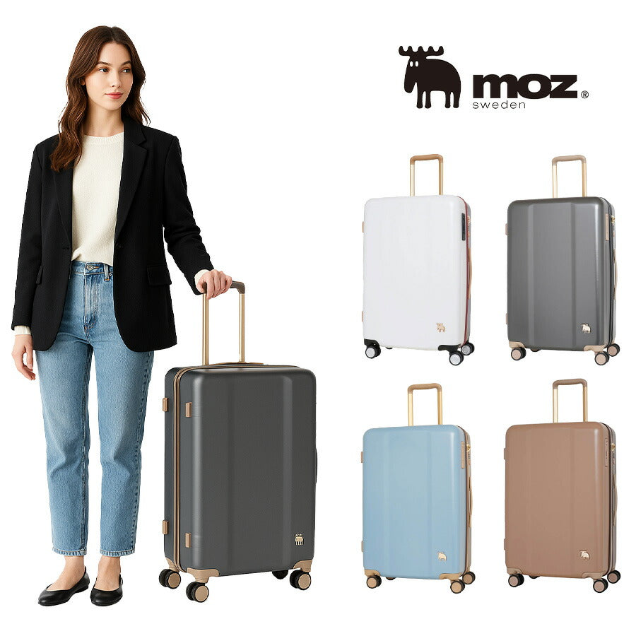 【moz】 mz0844-61 キャリーケース 66L スーツケース レディース キャスター 静音 ストッパー付き TSA 大容量 Mサイズ ブランド プレゼント ブラック 軽量 トラベルバッグ 旅行ケース ギフト 荷物収納